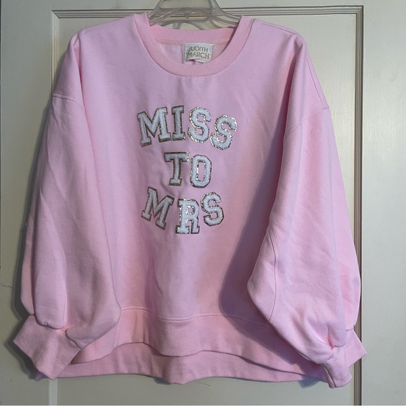 Judith March Sweaters - Judith March Pink Crewneck Sweater Miss to Mrs